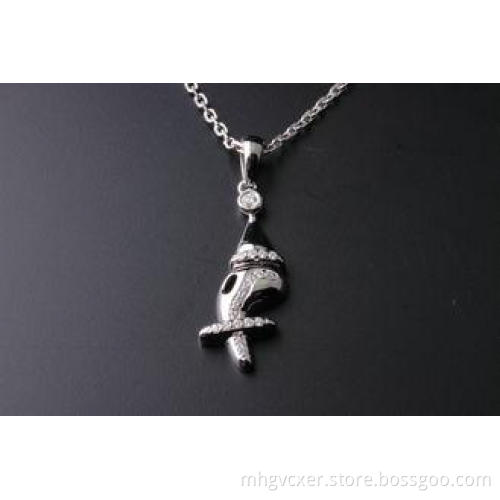 925 silver pendant letter F with white CZ , excellent quali